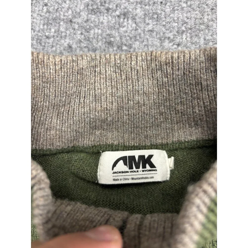 Mountain Khakis Sweater Mens‎ 2XL Green Merino Wool 1/4 Zip Mock Neck Pullover
